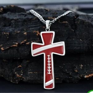 NWT football cross necklace boutique Christian gift